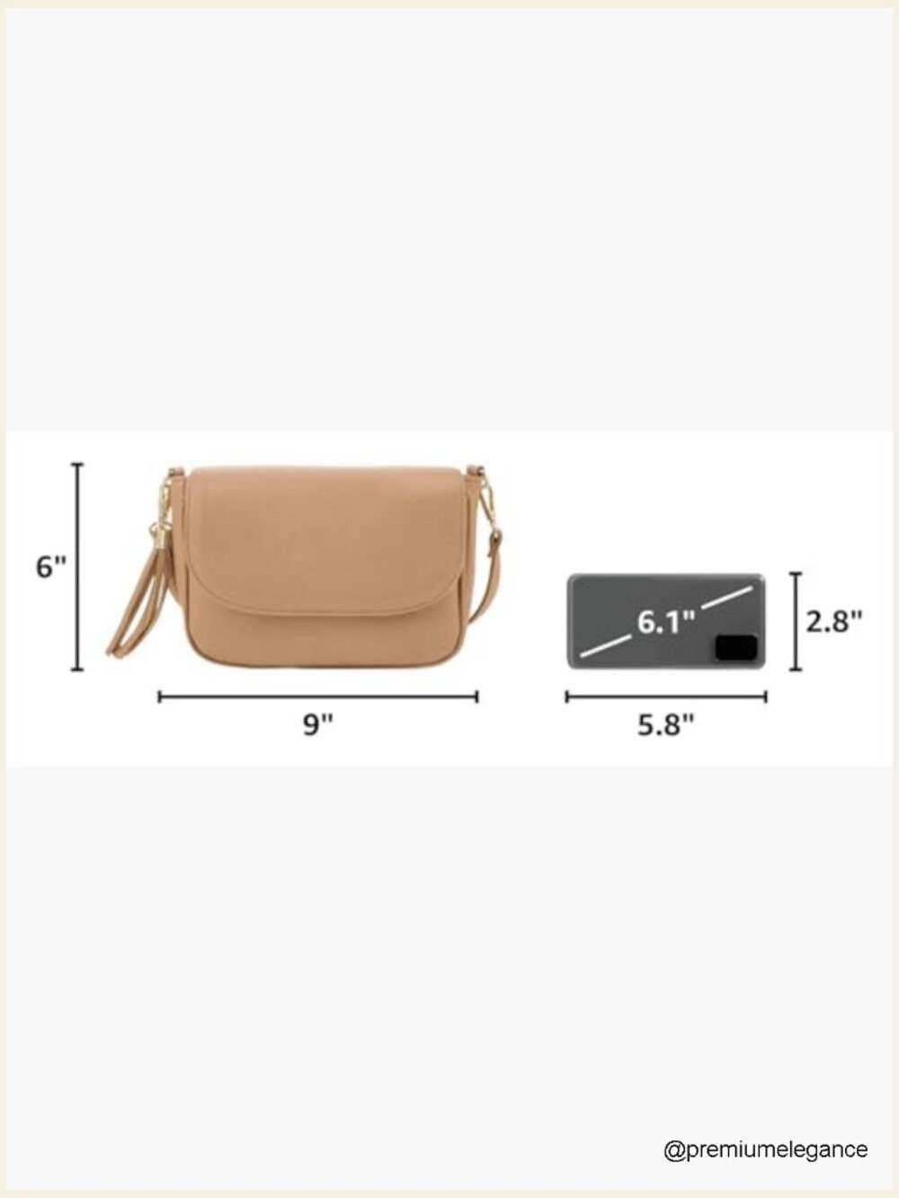 Small Trendy Flap Saddle Crossbody Bag with Tassel Vegan Leather - Picture 3 of 7
